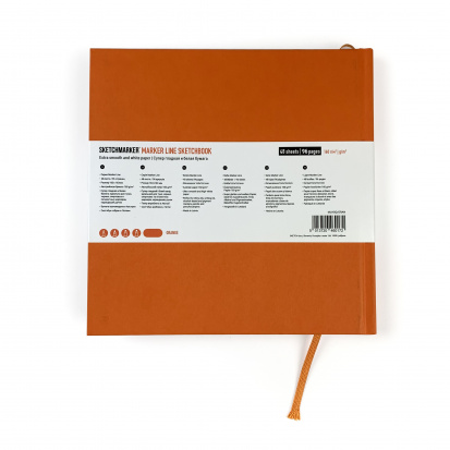 Скетчбук Sketchmarker MARKER LINE 160г/м.кв 163х163мм 48л твердая обложка цв.оранжевый